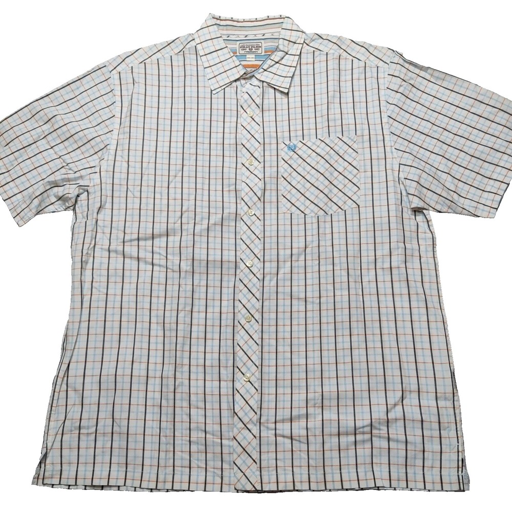 PHAT FARM Men 2XL Multi-Check Cotton Short Sleeve Button-Up Shirt
